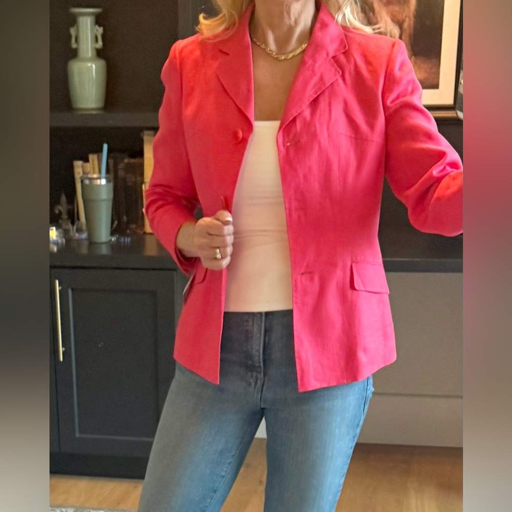 Talbot’s Pink Irish Linen Blazer Jacket Women’s 6P NWT Preppy Classic hot Pink - Picture 2 of 10